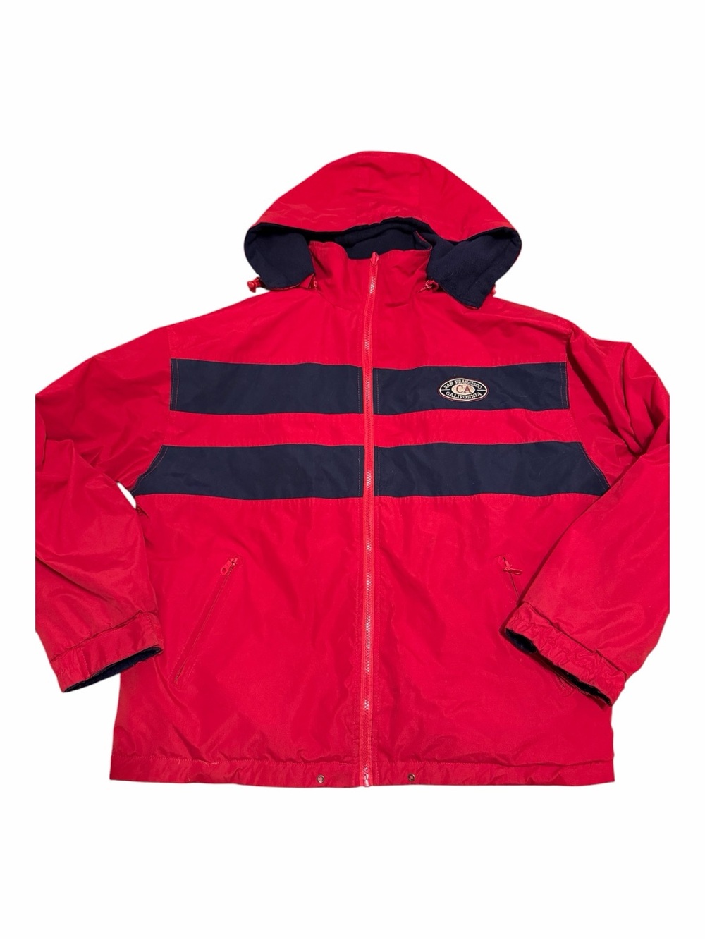 Vintage 90s Reversible Embroidered Red San Francisco Rain Jacket Sz M